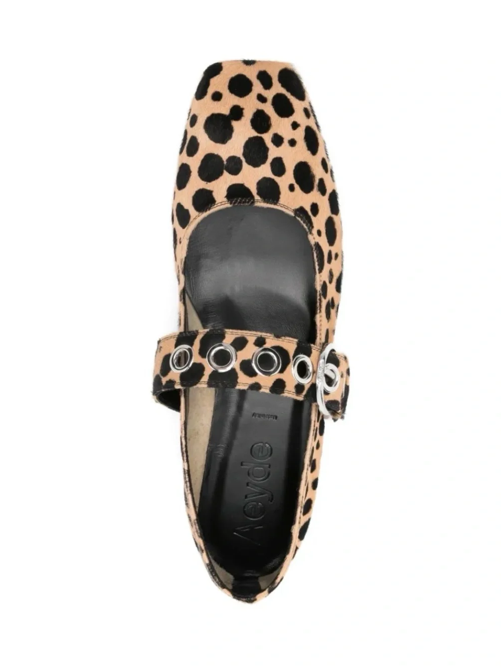 Aeyde Leopard-Print Mary Jane Flats in Tan and Black